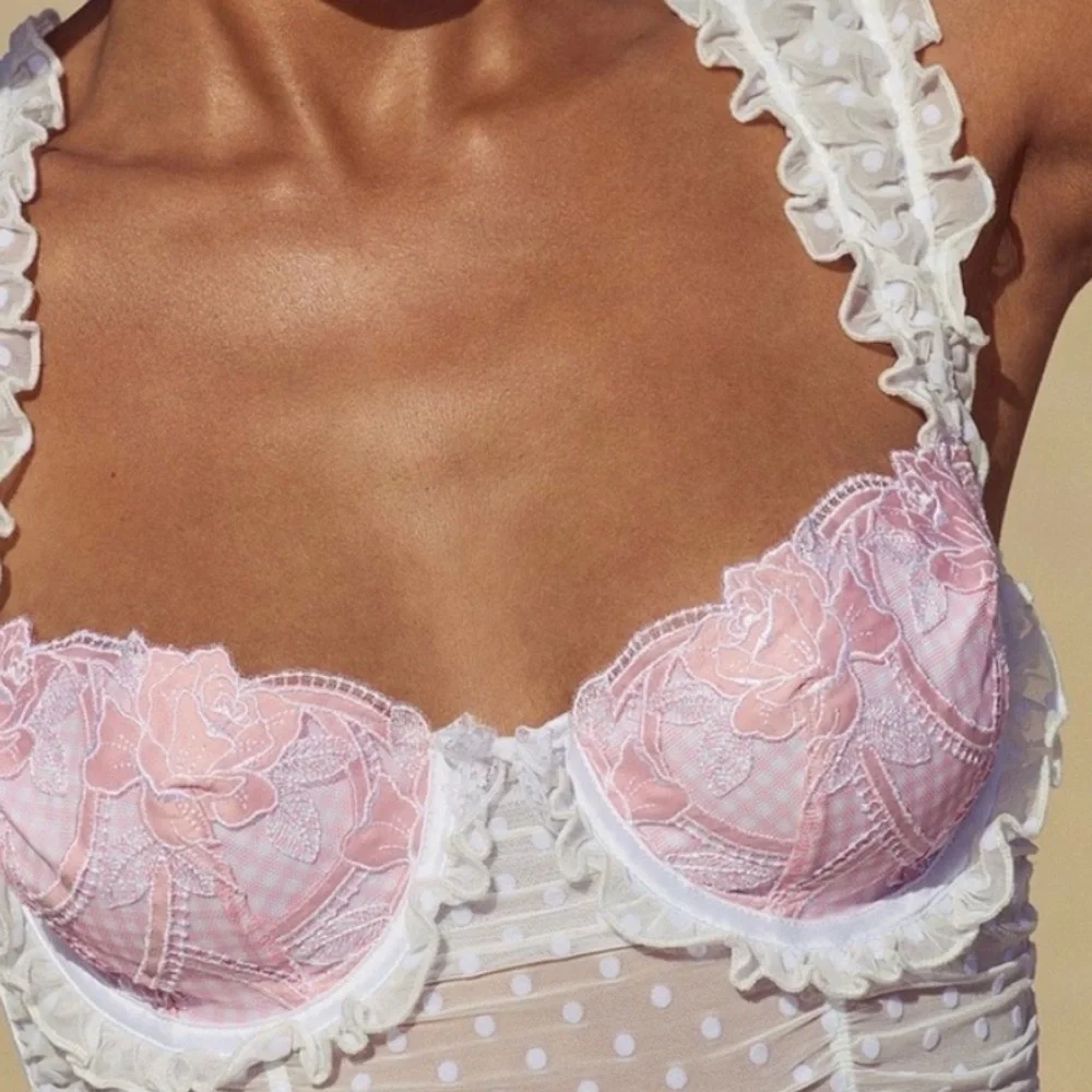 New! For Love And Lemons Tawny White and Pink Lace Crop Top 51427_13